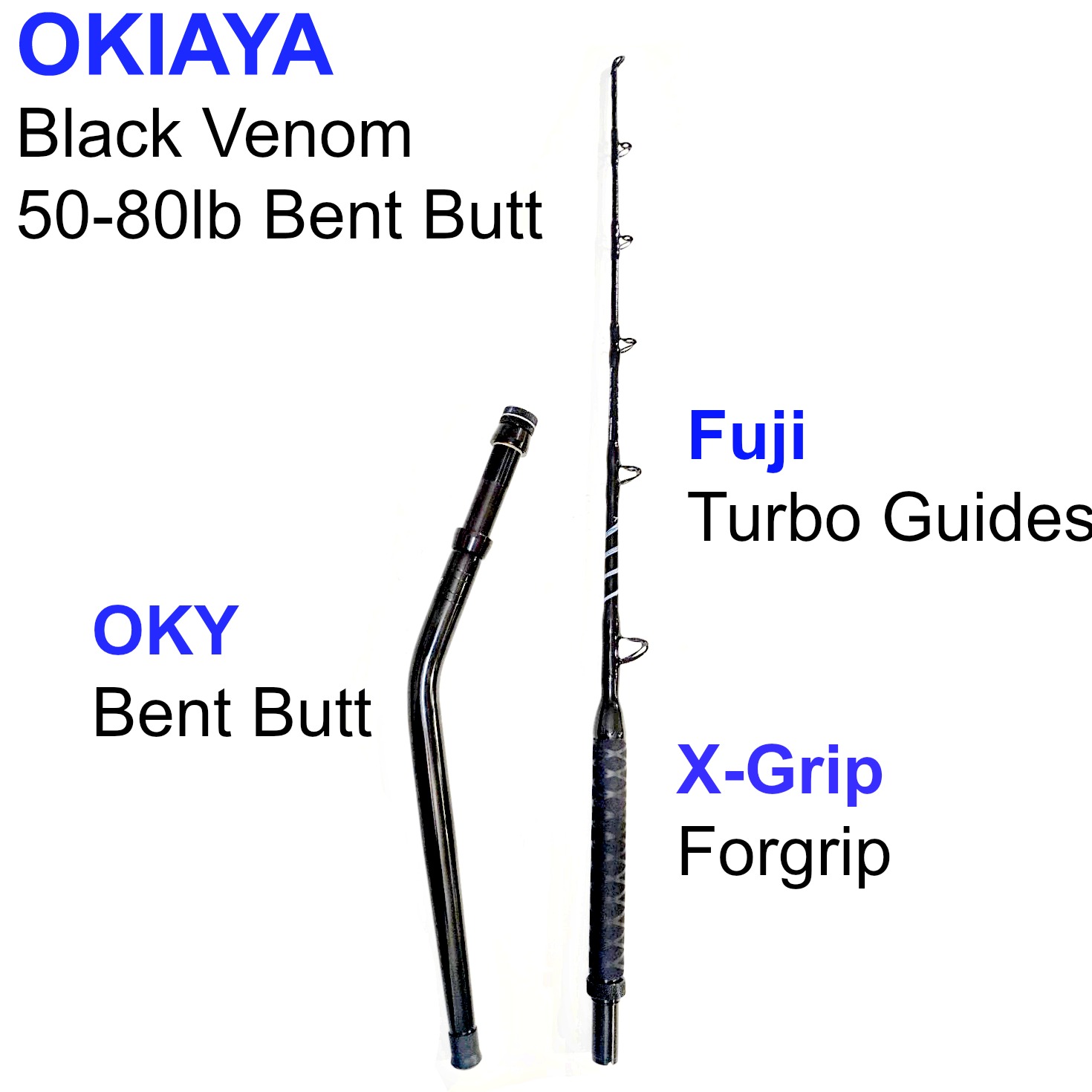 OKIAYA BENT BUTT 80-130 LB BLACK VENOM PRO TOURNAMENT ROD, Okiaya Fishing  Rods